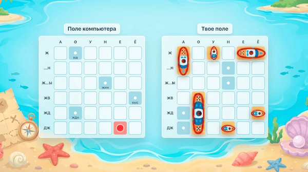 Морской бой: автоматизация звука Ш, Ж, Ч или Щ